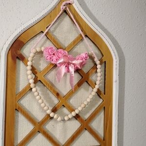 Heart Shaped Handmade Wood Beads Heart Valentine's Day Decor